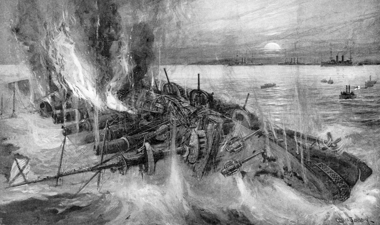 Rysk kryssare grundade i slaget vid Chemulpo, rysk-japanska kriget, 1904-5 av Unbekannt