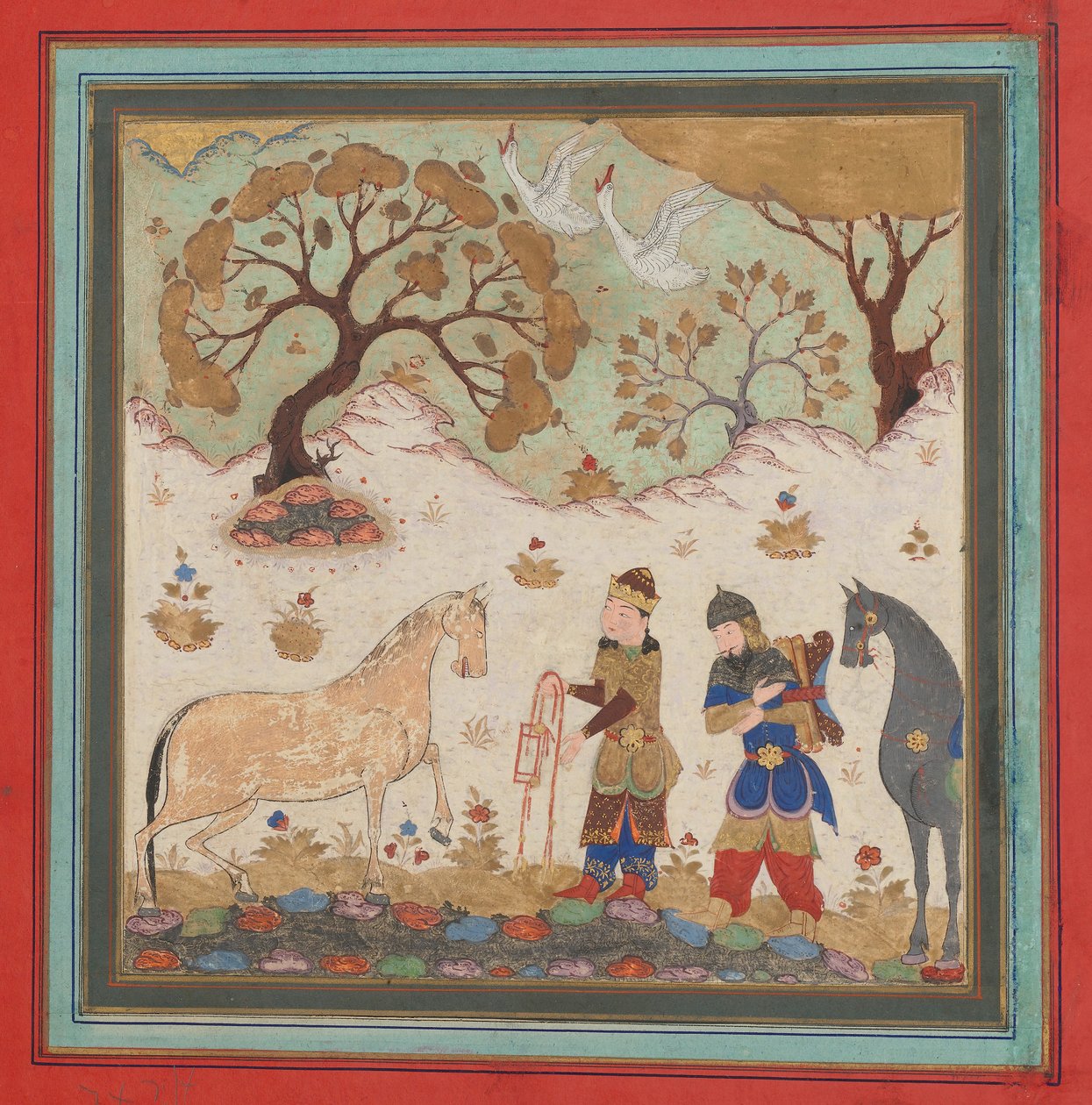 Rustam fångar Rakhsh, Folio från en Shahnama Book of Kings, mitten av 1400-talet. av Unbekannt