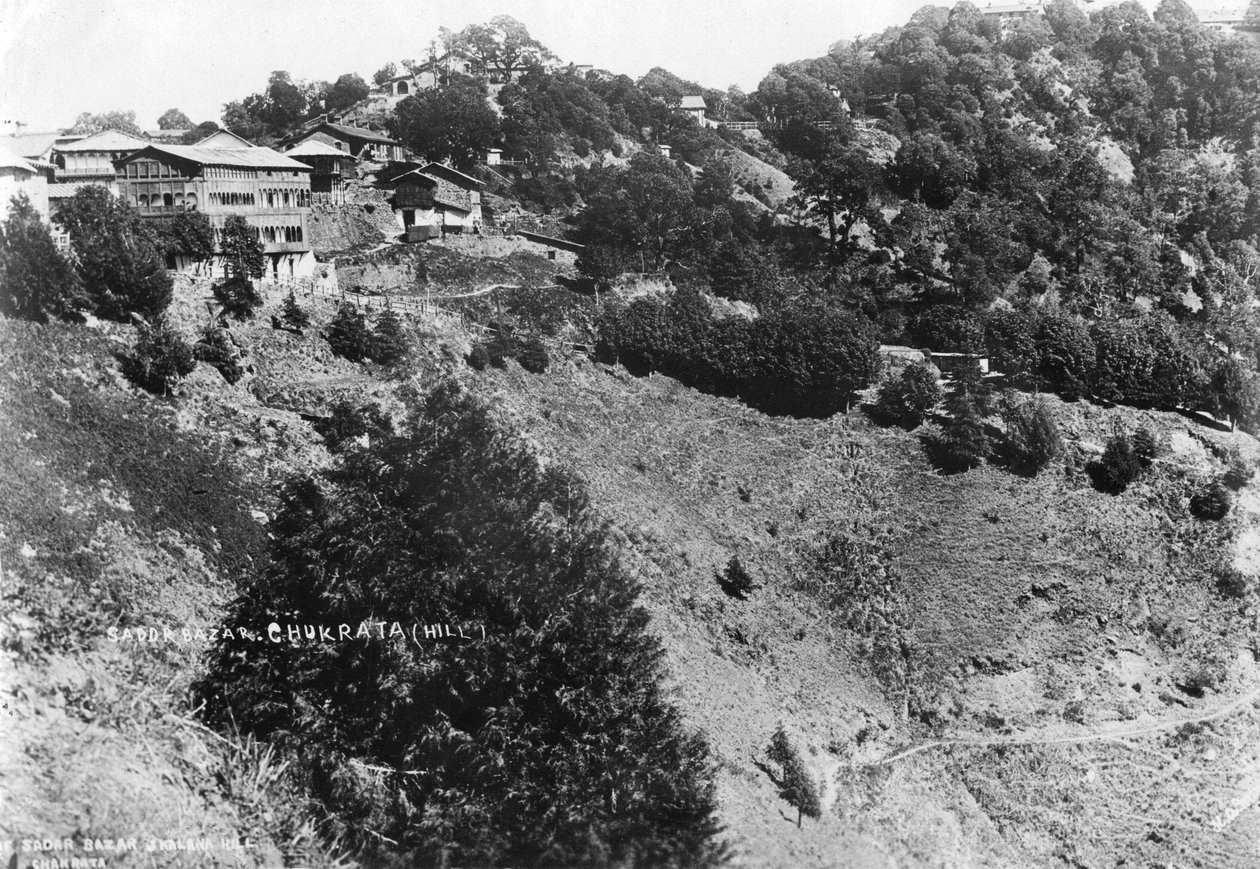 Sadar Bazar och Kalna Hill, Chakrata, 1917 av Unbekannt