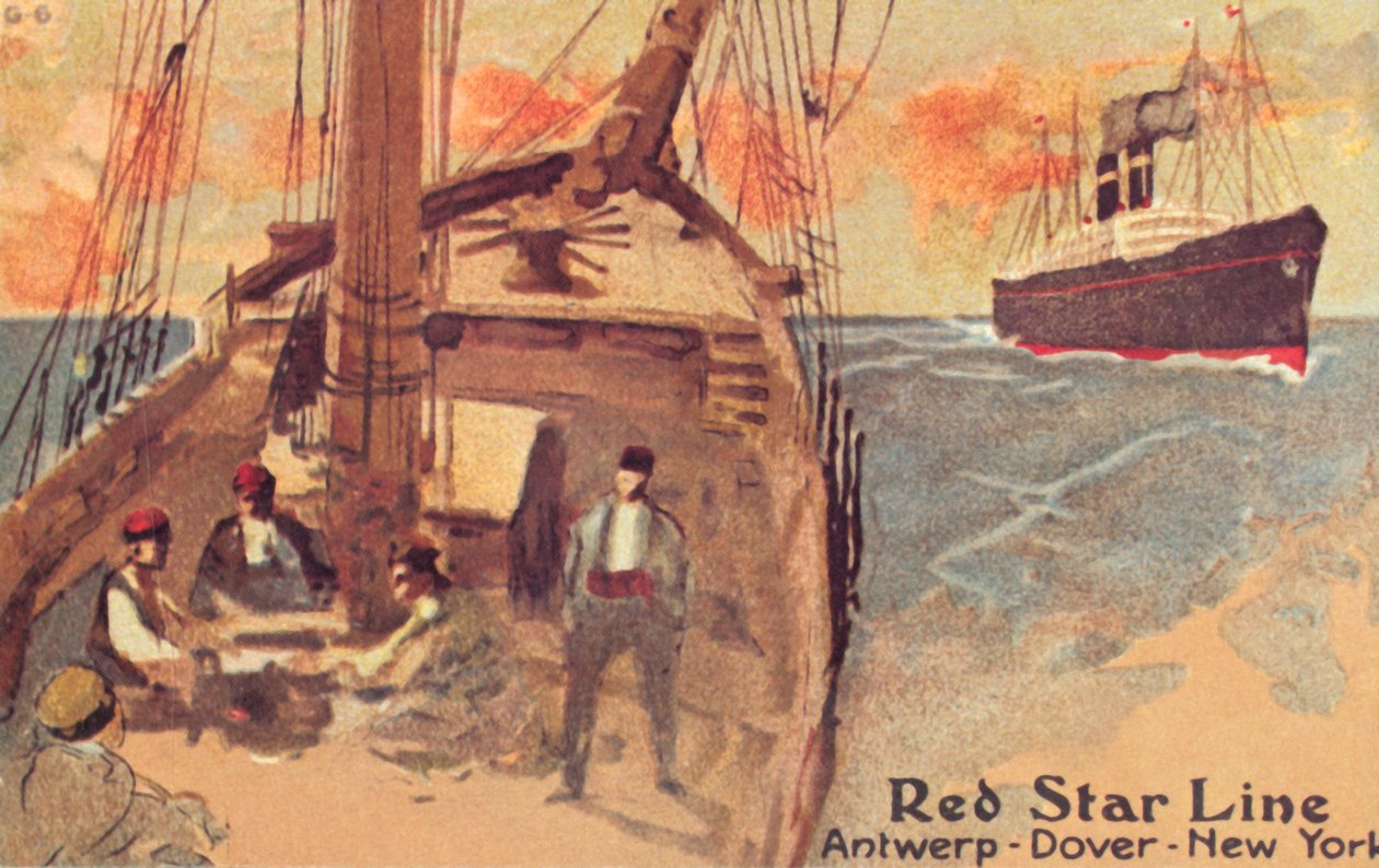 Segelfartyg och Red Star ocean liner, c1900. av Unbekannt
