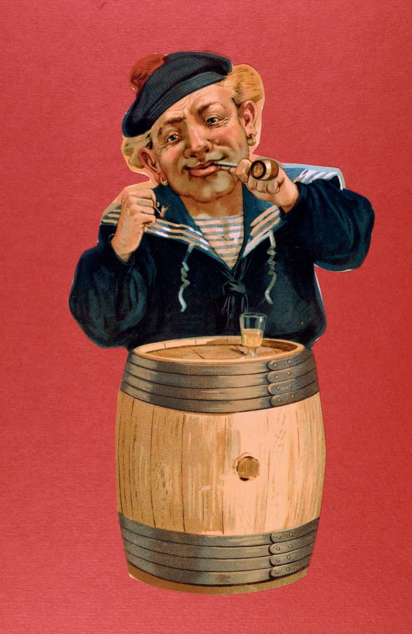 Sjöman röker pipa och dricker rom, 1900 av Unbekannt