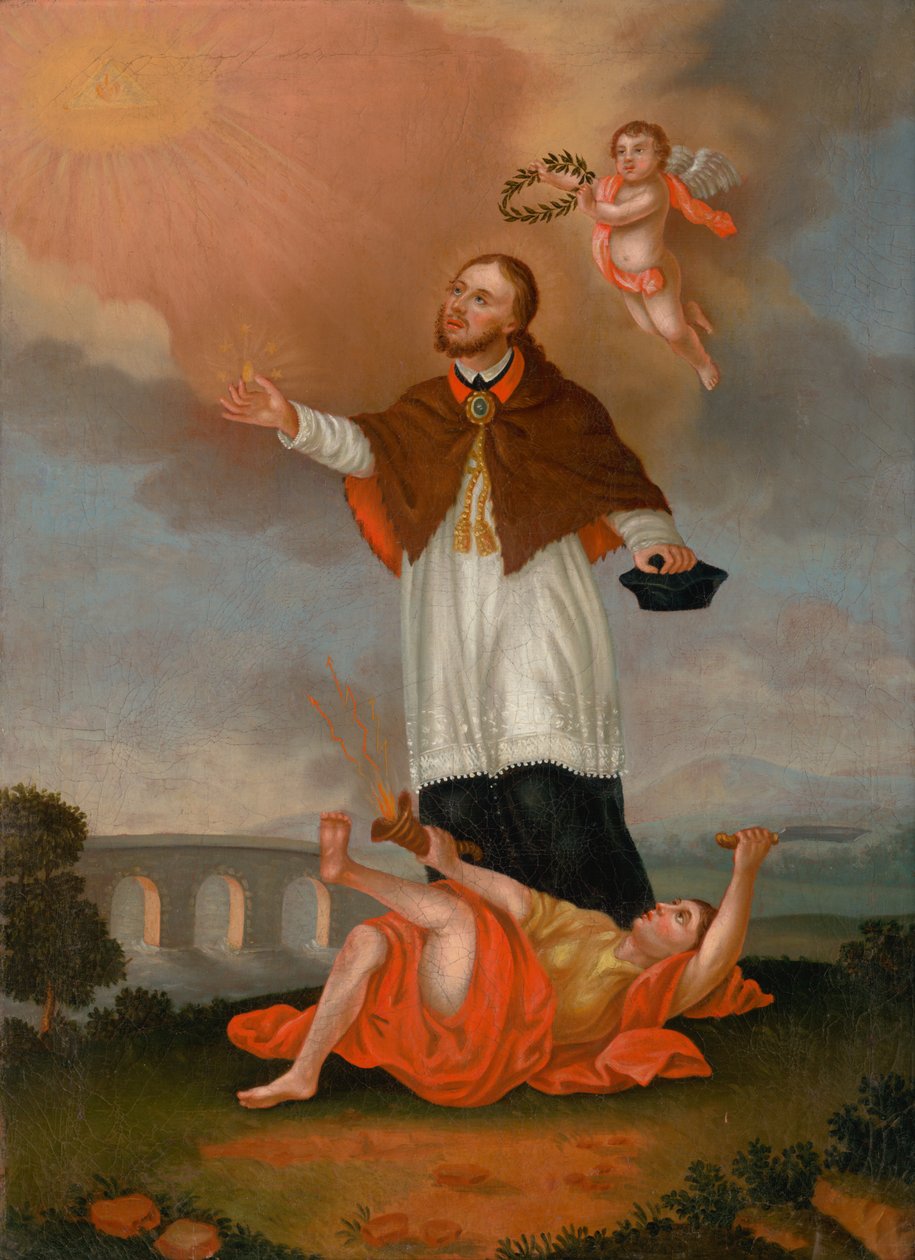 Sain John of Nepomuk Glorified by Angels av Unbekannt