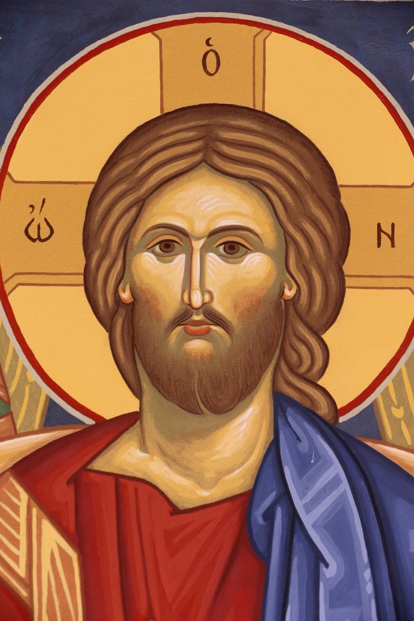 Saint-Antoine-le-Grand ortodoxa kloster. Ikon av Kristus Pentocrator, Saint-Laurent-en-Royans, Frankrike av Unbekannt