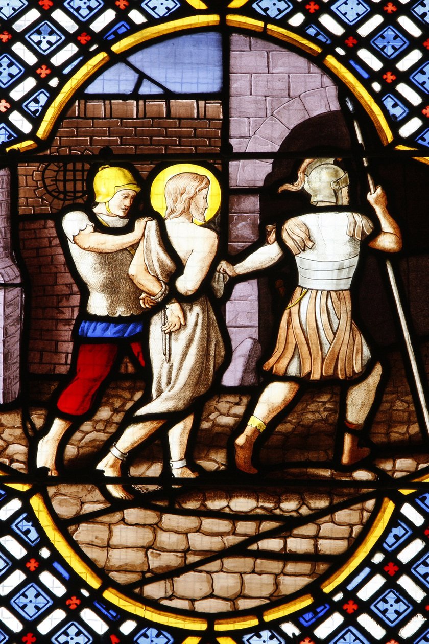 Saint-Corentin (Saint Corentin) katedral, Quimper Målat glas: Johannes Döparen arresterad, Quimper, Frankrike av Unbekannt