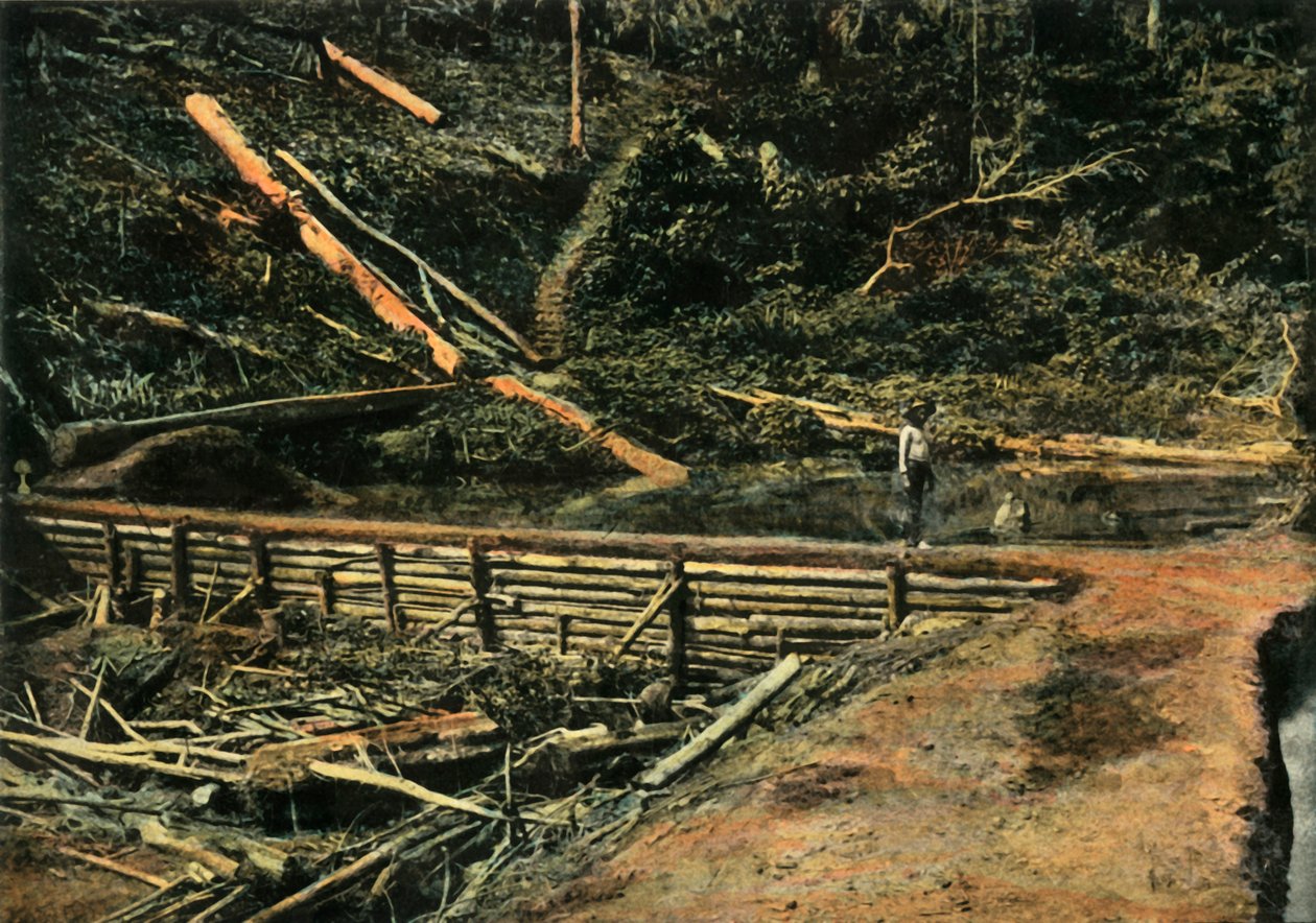 Sankt Elia. The Great Cofferdam. Konstruktion, byggnad i Cofferdam, 1900. av Unbekannt