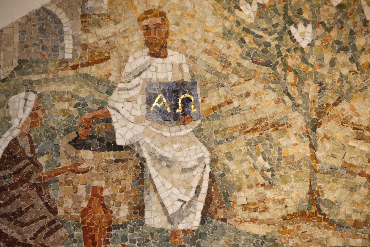 Saint-Maurice Abbey Basilica, Mosaik av Madeleine DienerJesus och samariten vid Jakobs brunn, Saint-Maurice, Suisse av Unbekannt
