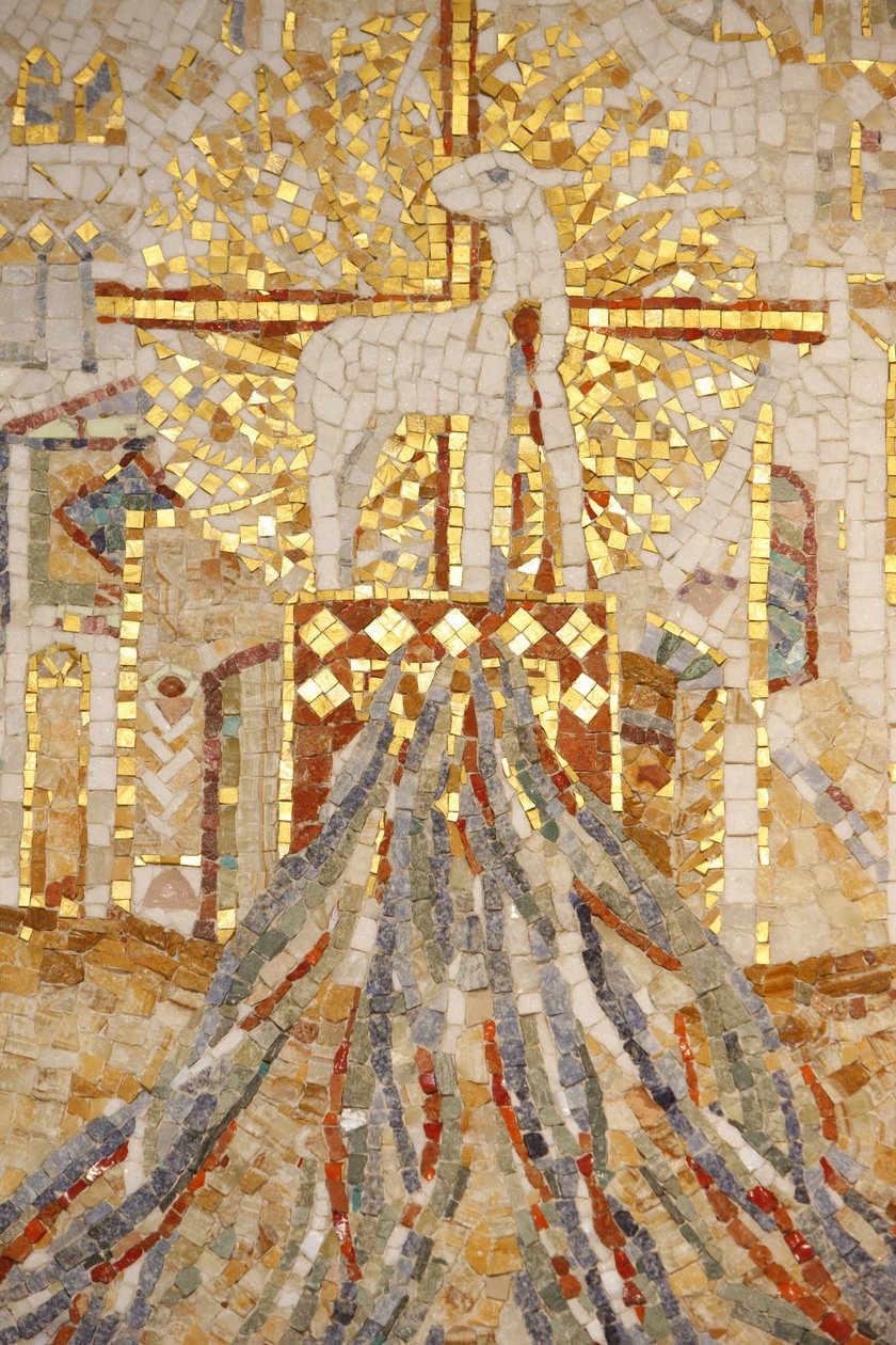 Saint-Maurice klosterbasilika, mosaik av Madeleine Diener Guds lamm och 7 kanaler som symboliserar skapelsen, Saint-Maurice, Suisse av Unbekannt