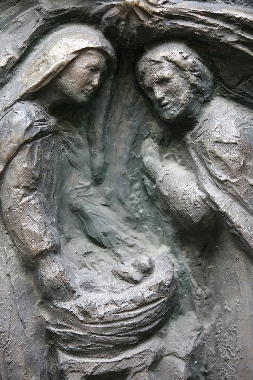 Saint-Pierre de Montmartre-kyrkan: Notre Dame-dörrskulptur: Nativity, Paris, Frankrike av Unbekannt