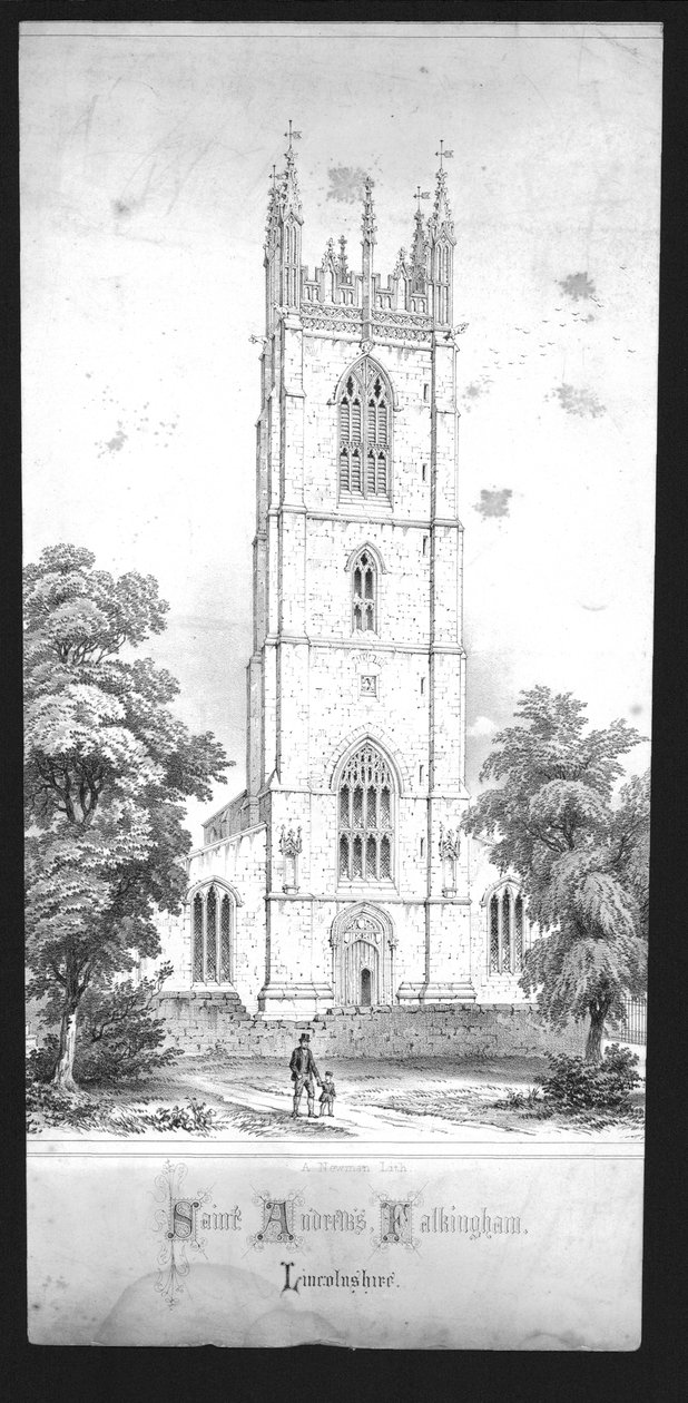 Saint Andrews Church, Falkingham, Lincolnshire, tidigt 1800-tal av Unbekannt