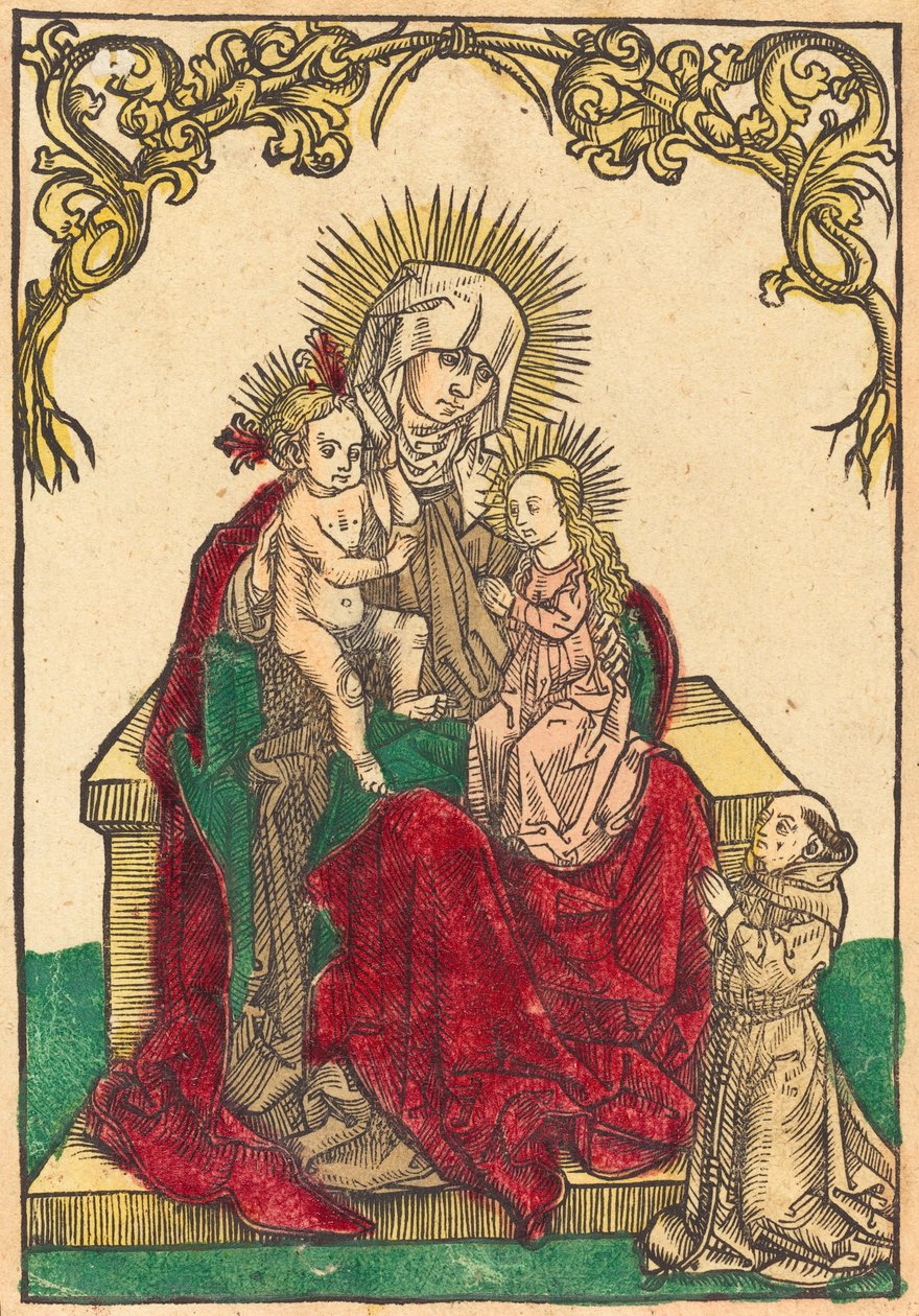 Saint Anne, Madonnan och barnet och en franciskanermunk, ca. 1500. av Unbekannt