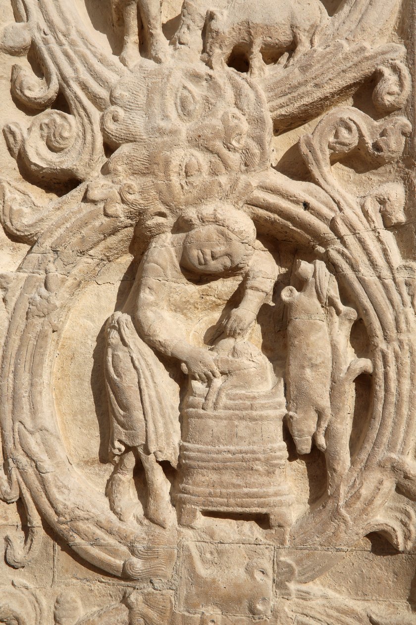 Saint Denis basilikan. Central portal. Jordbrukskalender, 20150919, Saint-Denis, Frankrike av Unbekannt