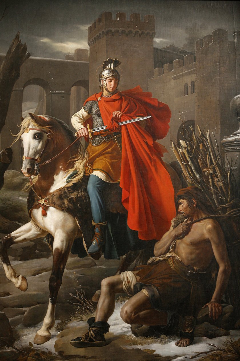 Saint Gatien (Saint-Gatien) katedralmålning: Saint Martin delar sin kappa, Tours, Frankrike av Unbekannt
