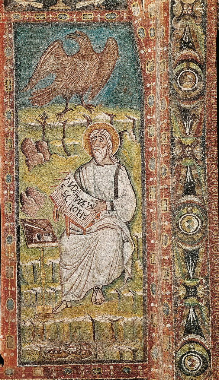 Sankt Johannes evangelisten. Bysantinsk mosaik. 6:e århundradet av Unbekannt