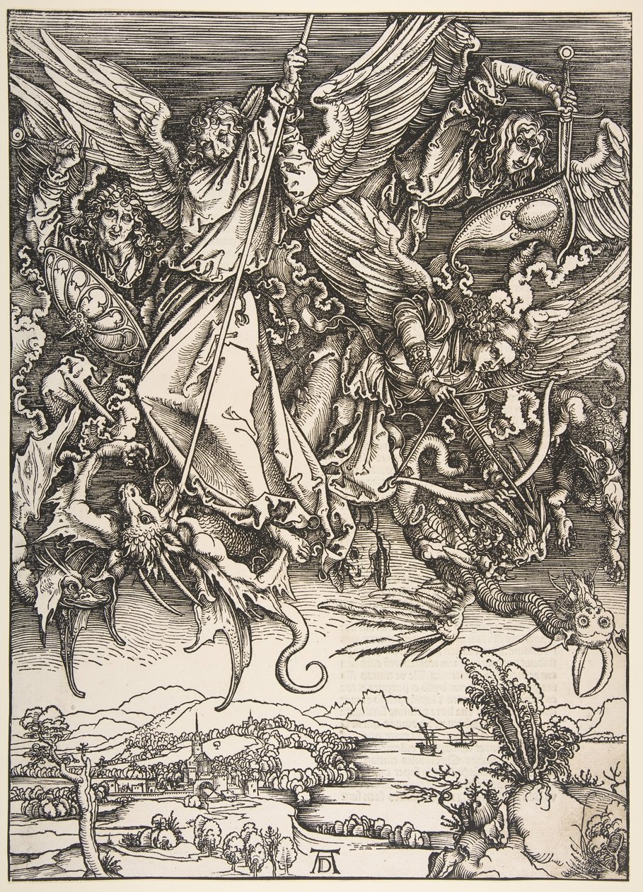 Saint Michael Fighting the Dragon, från The Apocalypse, 1498. av Unbekannt