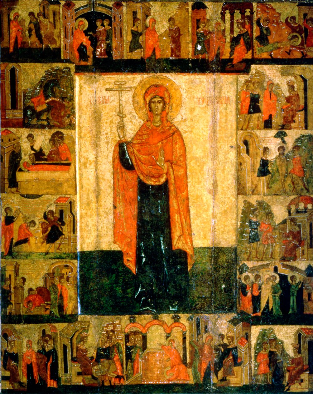 Saint Paraskeva Pyatnitsa med scener ur hennes liv, 1400-talet av Unbekannt