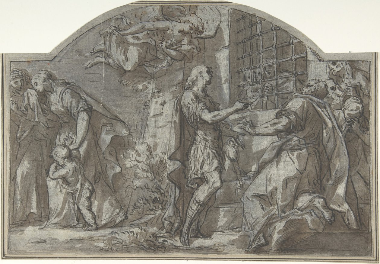 Saint Sebastian uppmanar de kristna fångarna, 1700-talet. av Unbekannt
