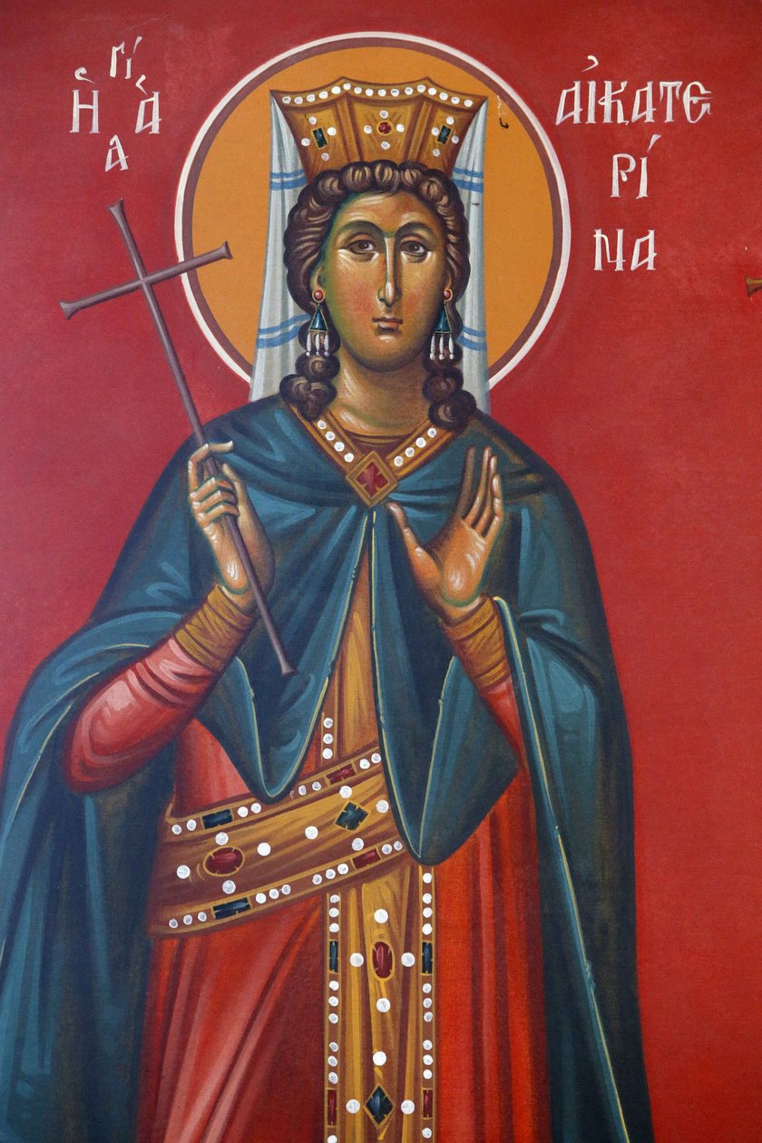 Sainte Kathrine fresk i Holy Cross Church, Pedoulas, 20150510, Pedoulas, Cypern av Unbekannt