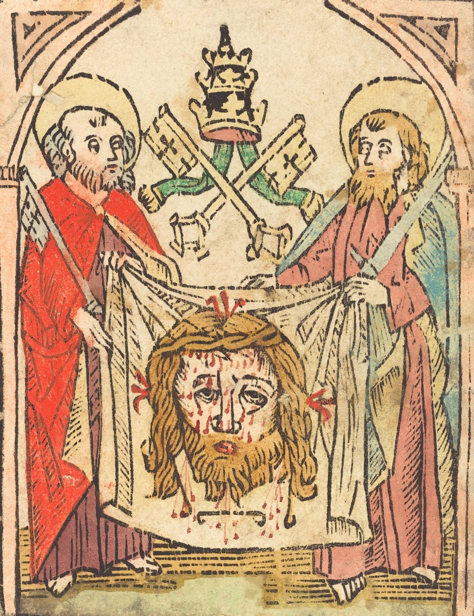 De heliga Peter och Paulus med Sudarium, i eller efter 1475. av Unbekannt