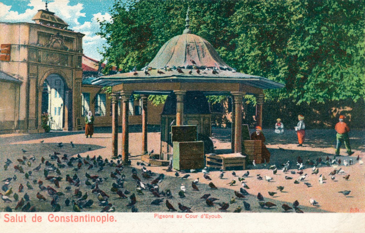 Salut de Constantinople - Duvor vid hovet i Eyoub, c1900 av Unbekannt