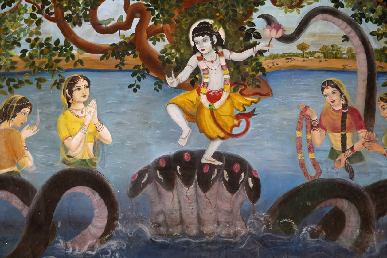 Sandipani Muni skola för behövande flickor som drivs av Food for Life Vrindavan. Gud Krishnas liv. Indien av Unbekannt
