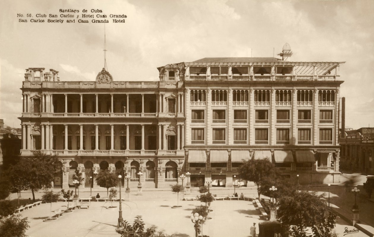 Santiago de Cuba - San Carlos Society och Casa Granda Hotel, c1920-talet. av Unbekannt