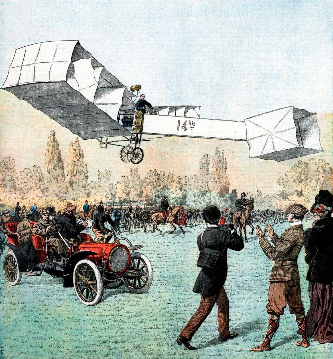 Santos-Dumont gjorde det första motorflyget i Europa, Paris, 1906 av Unbekannt