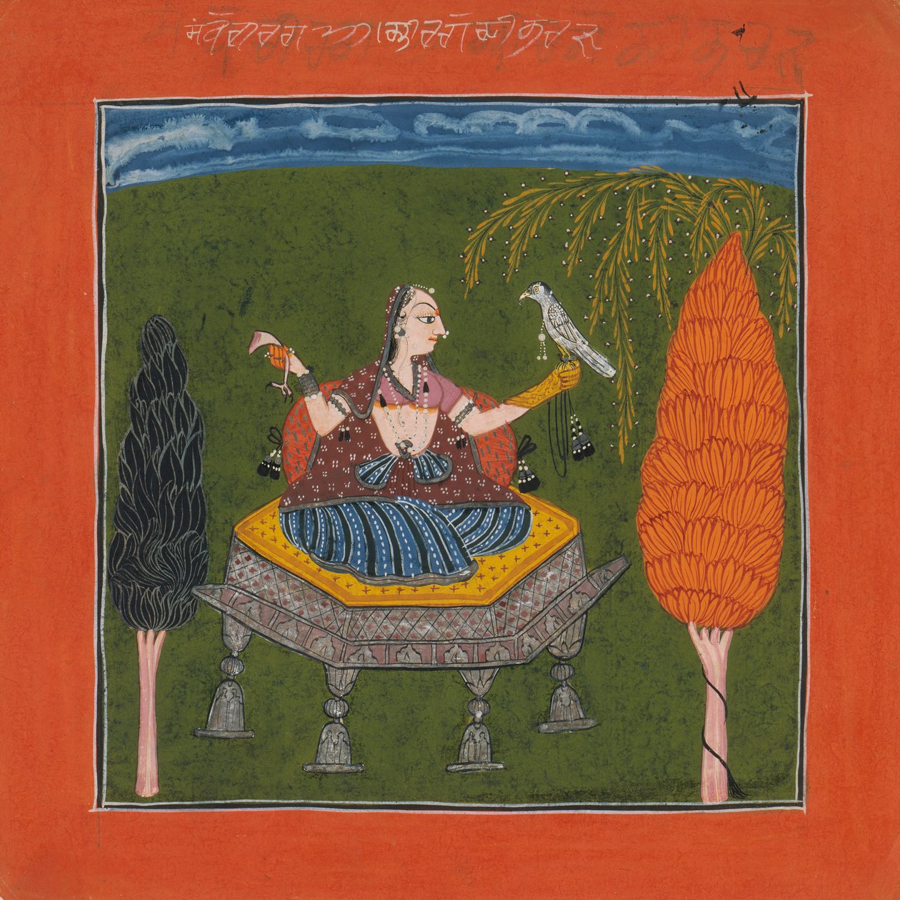 Sanveri Ragini, sida från en Ragamala Series Garland of Musical Modes, ca. 1700-1710. av Unbekannt