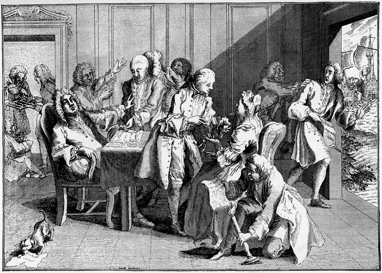 Satir på Walpole, 1738, 1910 av Unbekannt
