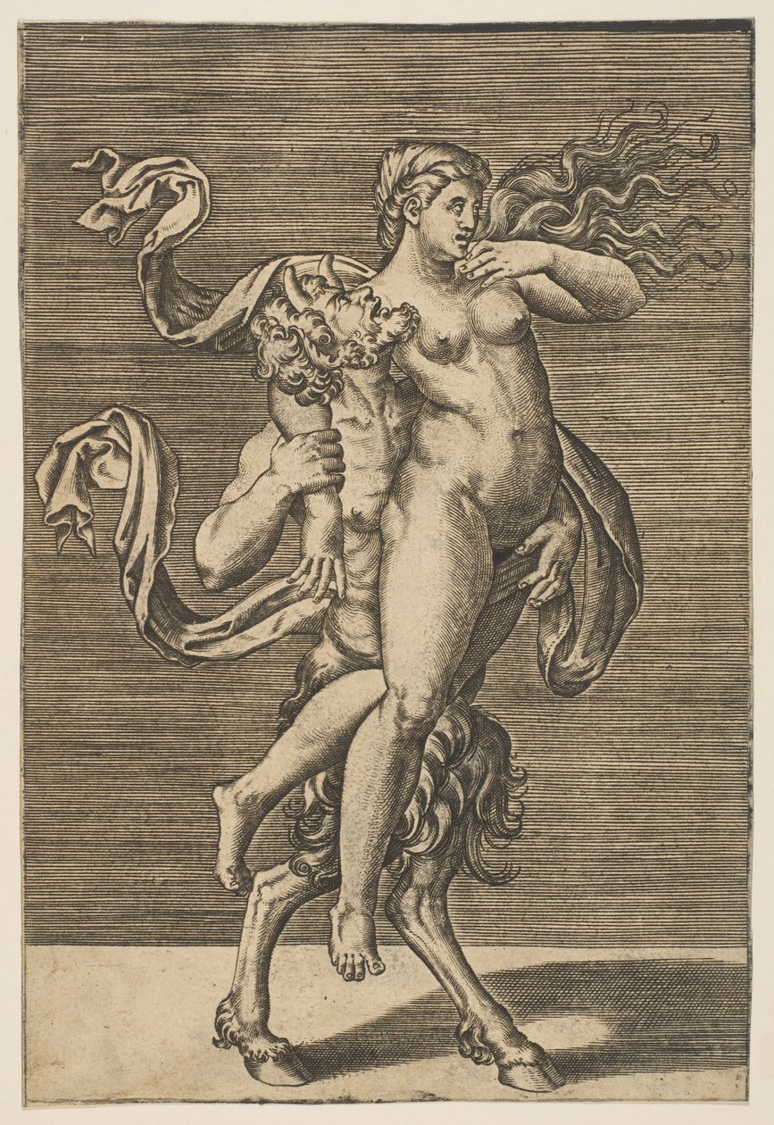 Satyr bär en nymf som håller fast hennes högra arm, ca. 1515-1600. av Unbekannt
