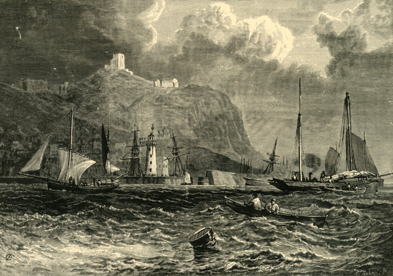 Scarborough Castle, från havet, 1898. av Unbekannt