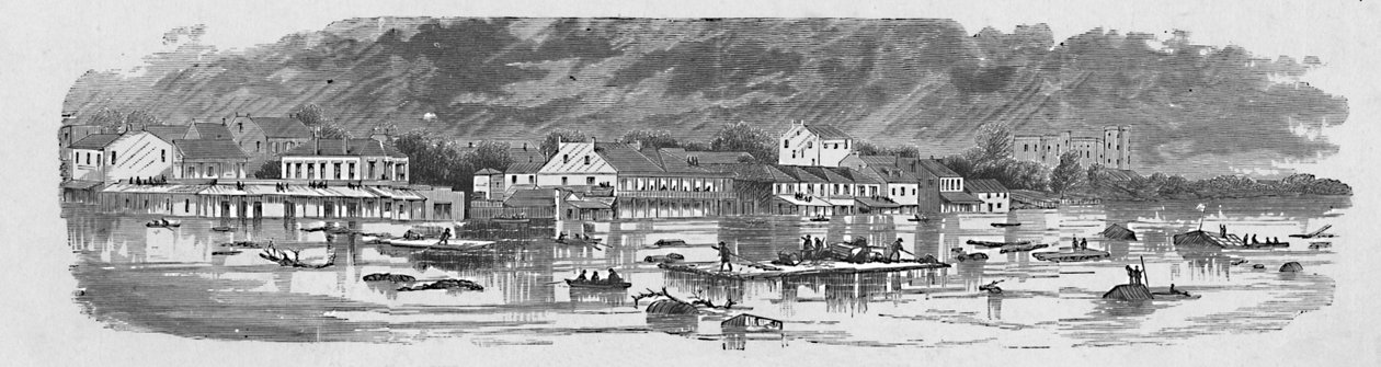 Scen vid Baton Rouge under översvämningarna 1874, 1883 av Unbekannt