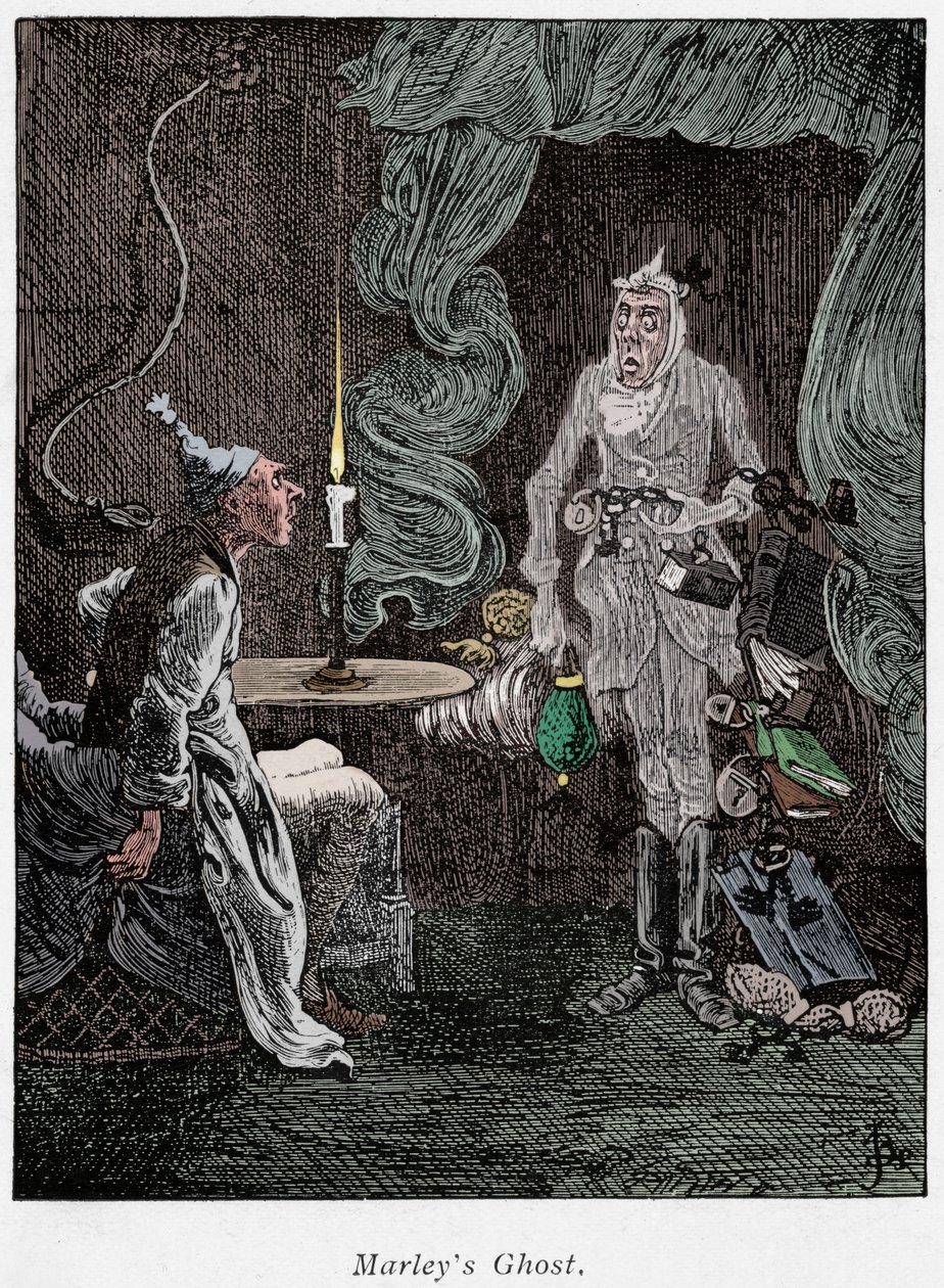 Scen från A Christmas Carol av Charles Dickens, 1843 av Unbekannt