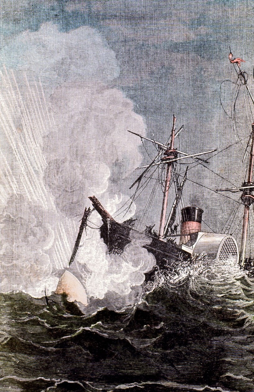 Scen från Jules Vernes Från jorden till månen, 1865 av Unbekannt
