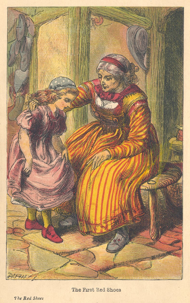 Scen från The Red Shoes av Hans Christian Andersen, c1879 av Unbekannt