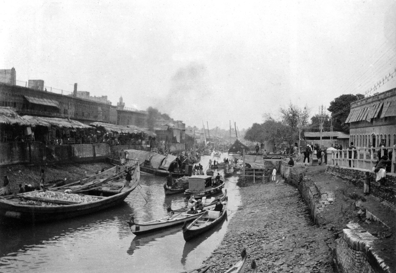 Scen från Whitely bridge, Ashar, Irak, 1917-1919 av Unbekannt