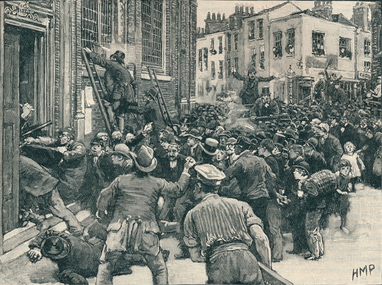 Scen i Birmingham No Popery-upploppen, 1868 1906 av Unbekannt
