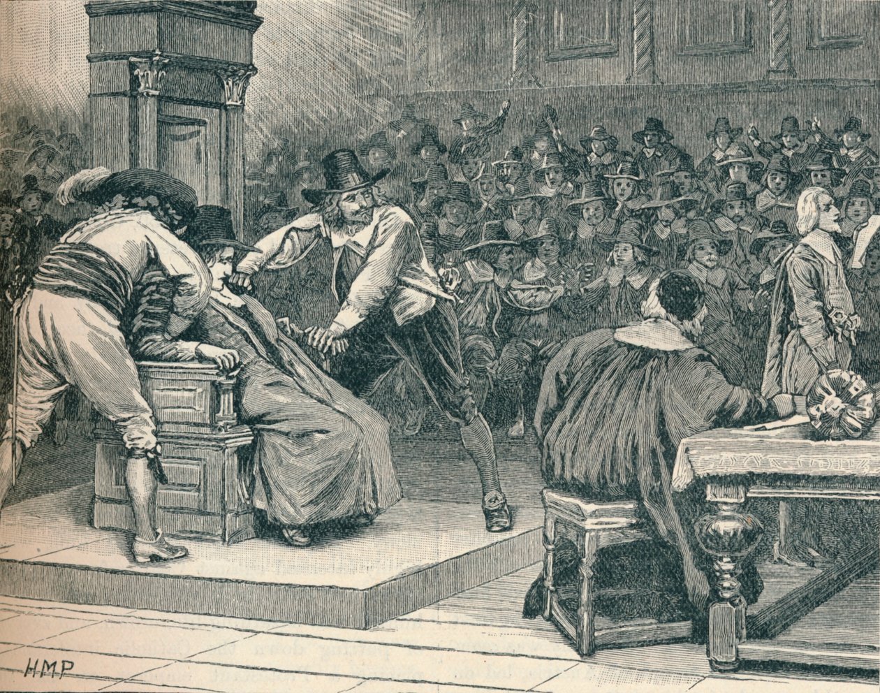 Scen i underhuset: talmannen tvingad, 1629 1905 av Unbekannt