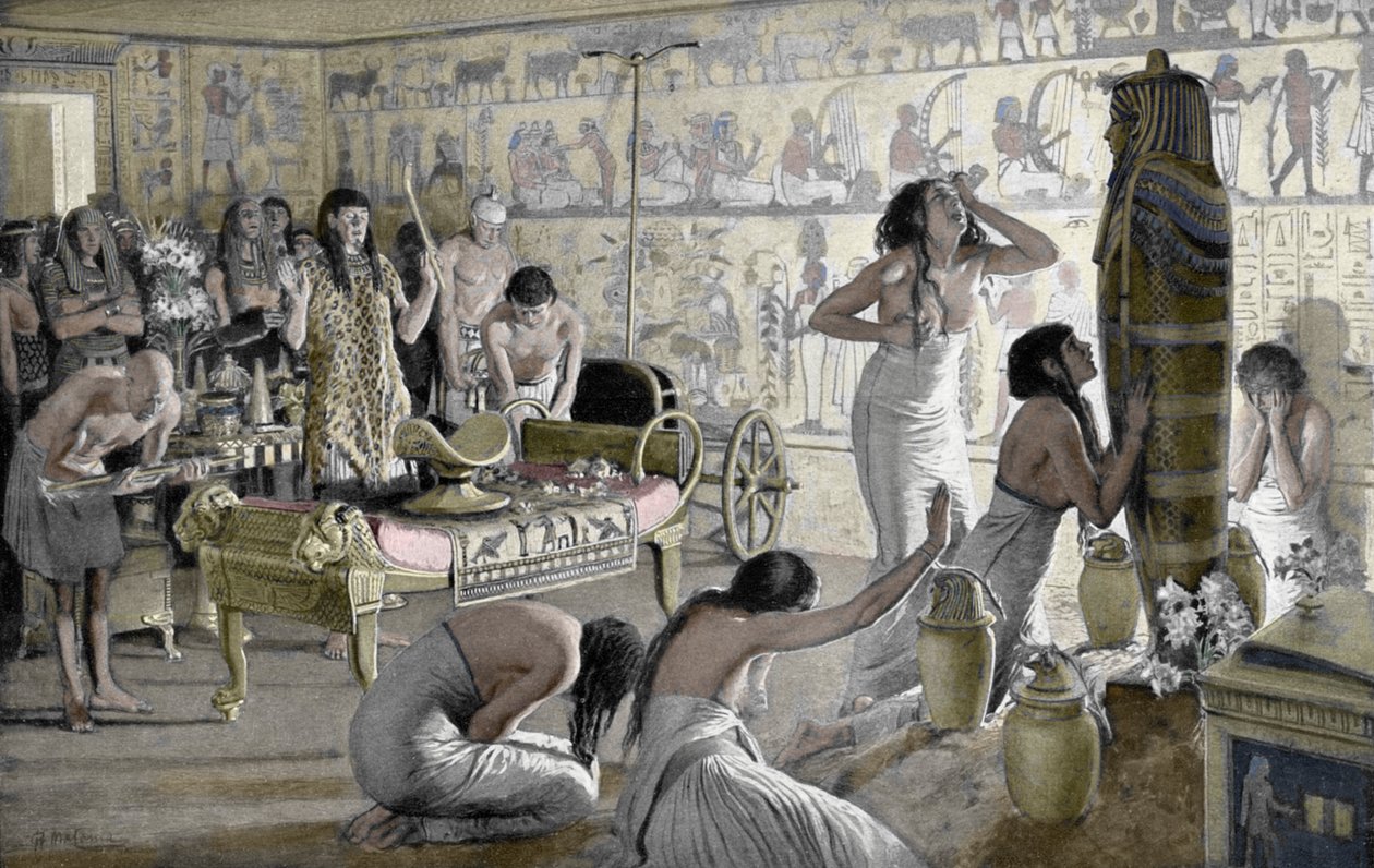Sorgescen vid Tutankhamons begravningstempel, Egypten, 1325 f.Kr. 1933-1934 av Unbekannt