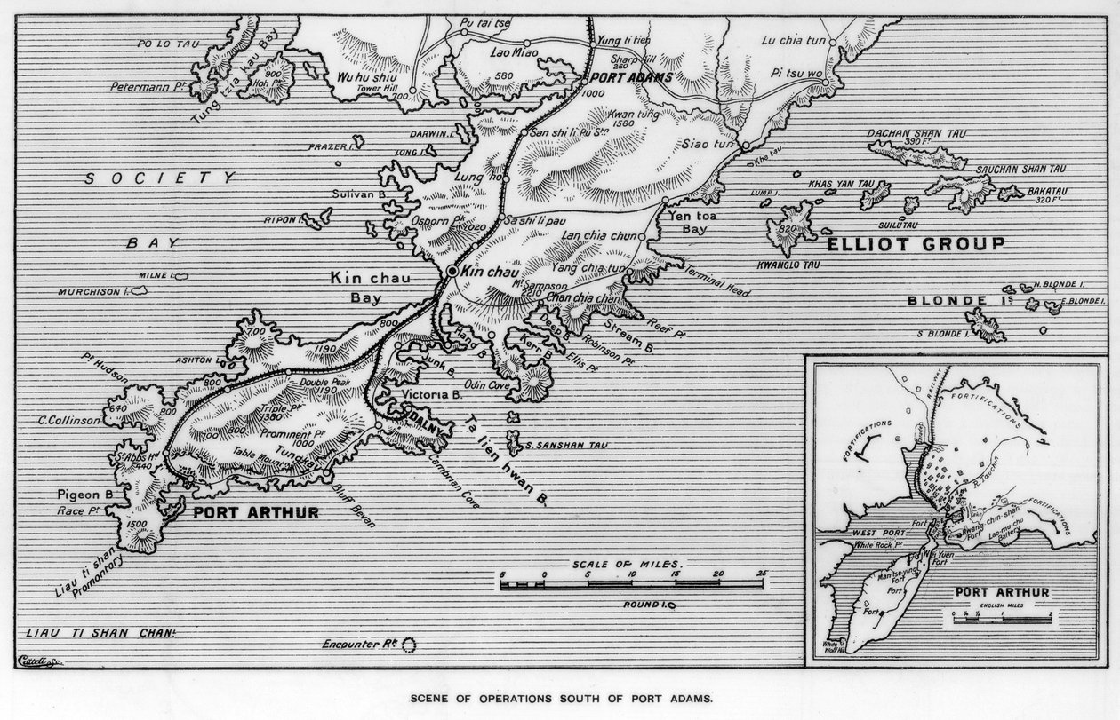 Scen för operationer söder om Port Adams, Manchuriet, rysk-japanska kriget, 1905 av Unbekannt