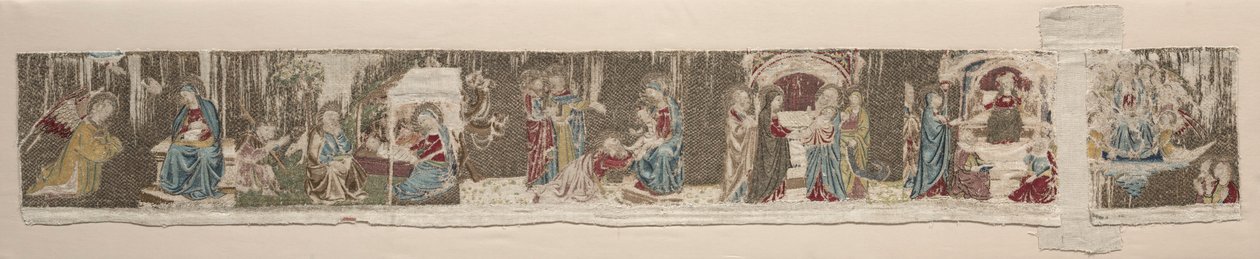 Scener av Jungfruns liv, från ett broderat altare på framsidan, 1330- eller 1340-talet. av Unbekannt