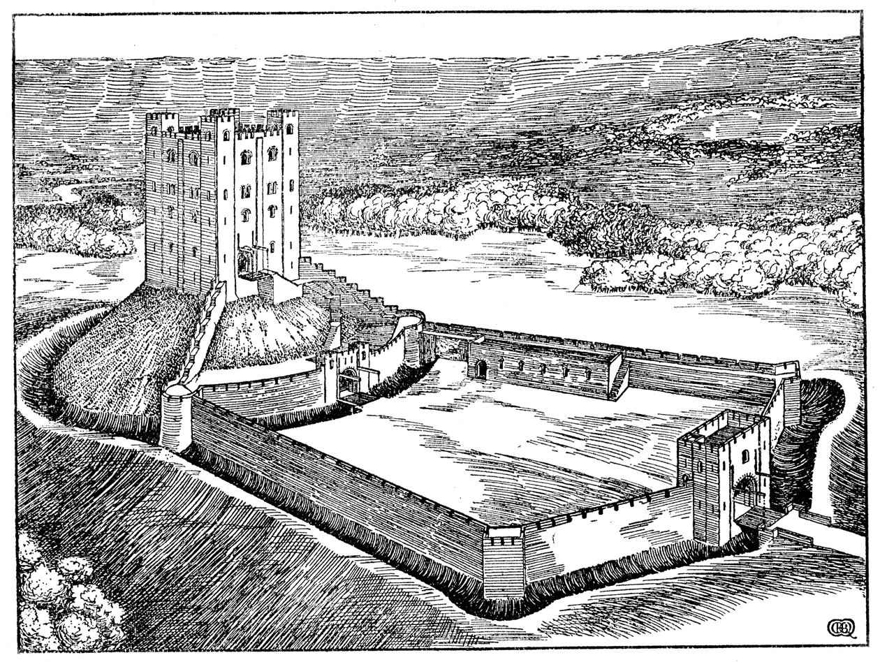 Schema av ett normandiskt slott baserat på Castle Hedingham, Essex, England av Unbekannt
