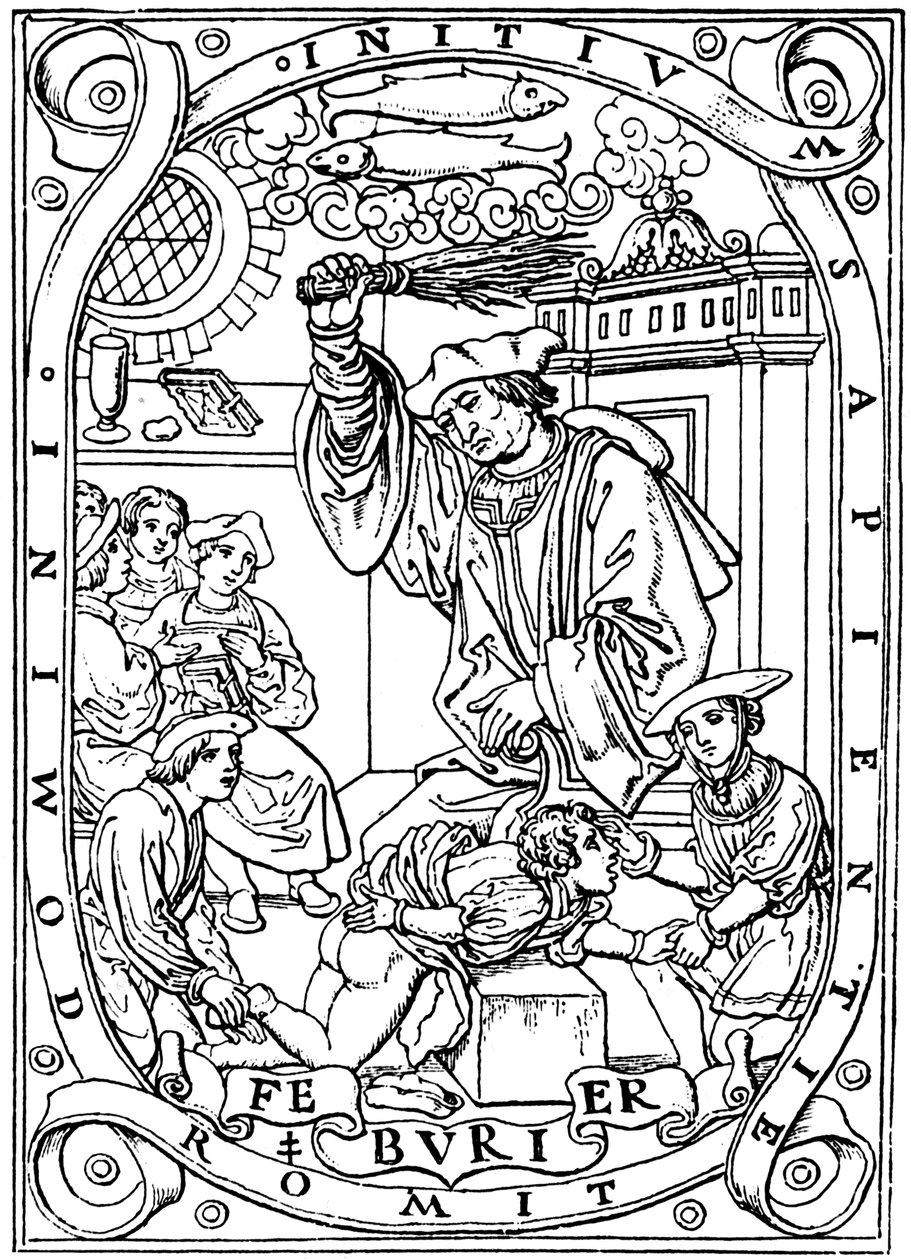 Skolpojke som fick kunskap slagen i sig med björken, 1526 av Unbekannt