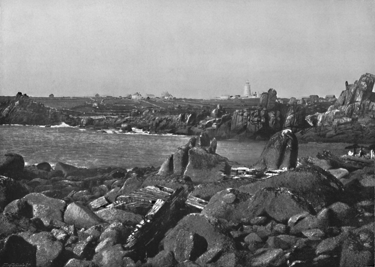 Scillyöarna - viken och fyren, St. Agnes, 1895 av Unbekannt
