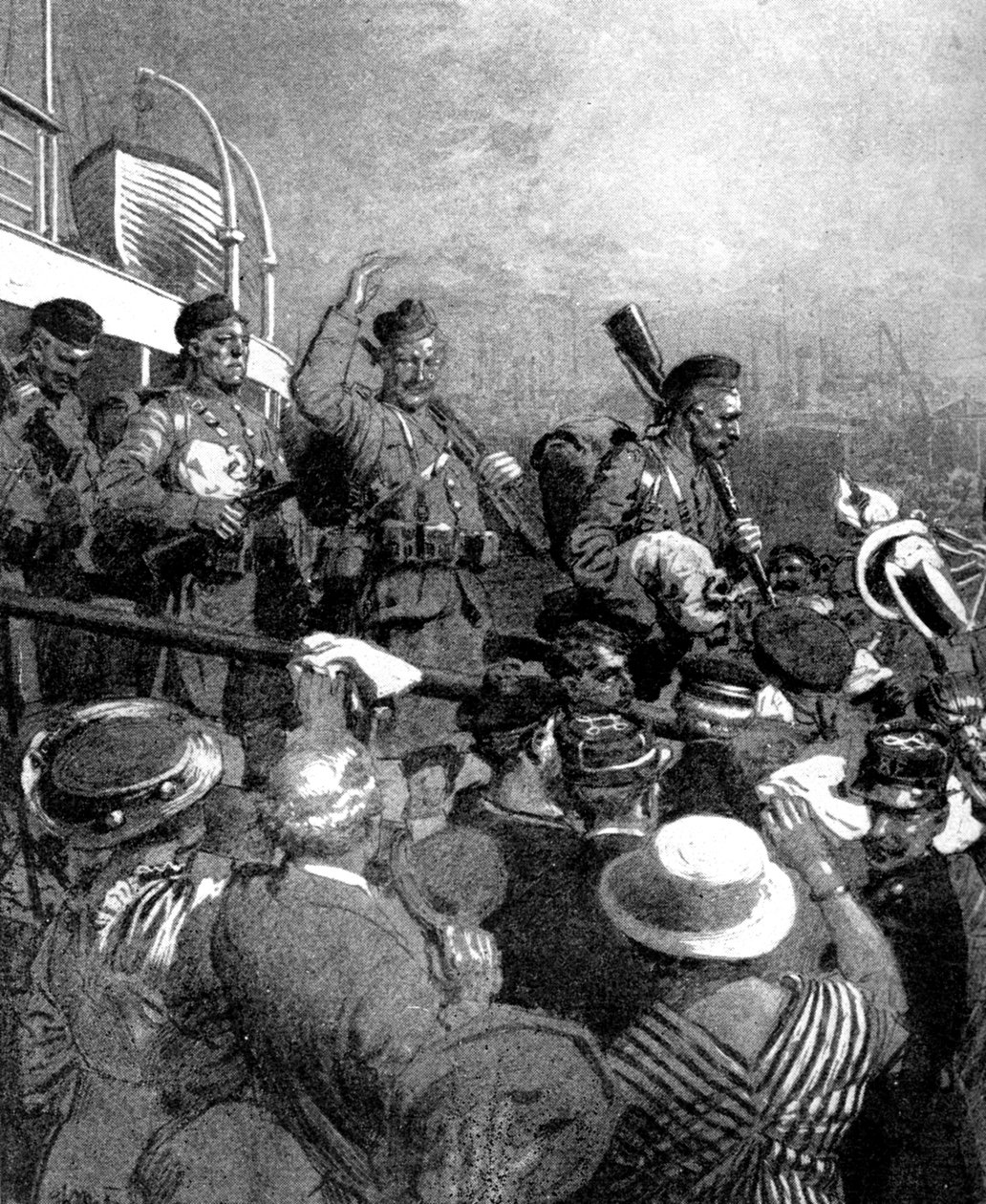 Skotska högländare från den brittiska expeditionsstyrkan i Boulogne, Frankrike, första världskriget, 1914 av Unbekannt
