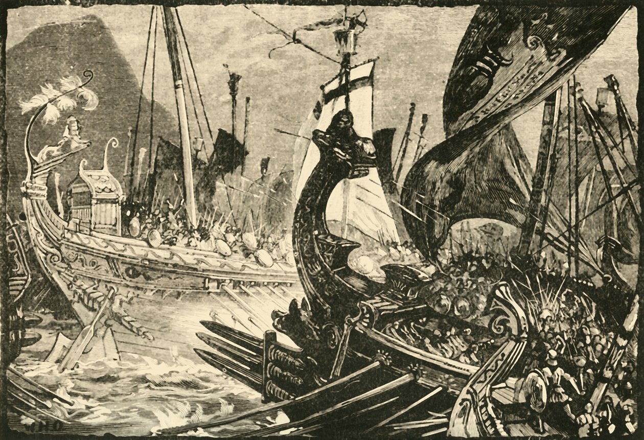 Sjökamp mellan Ptolemaios och Demetrius Poliorcetes utanför Salamis, 1890. av Unbekannt