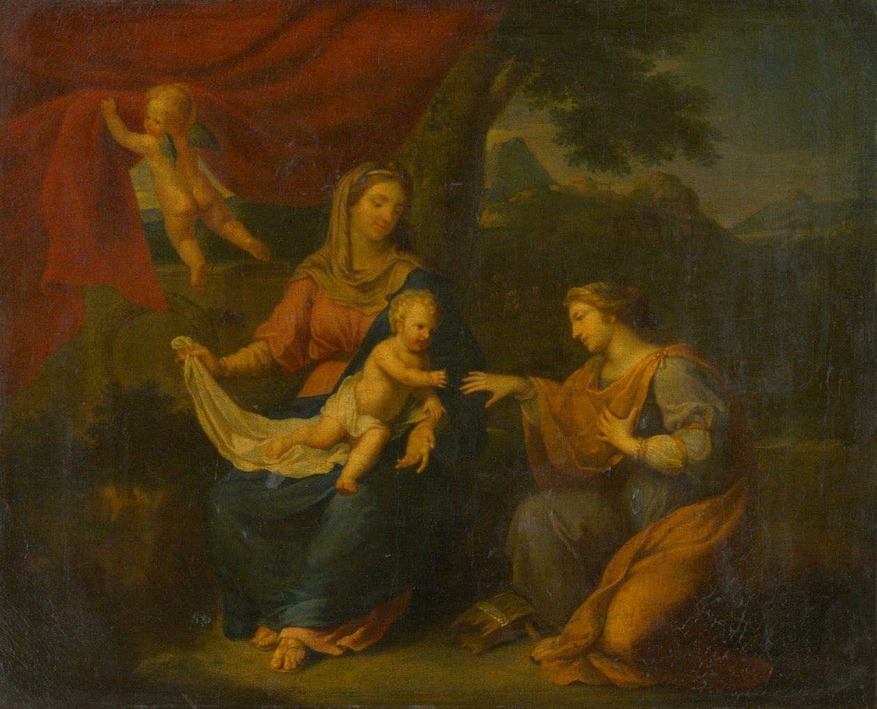 Seated Madonna with St. Catherine av Unbekannt
