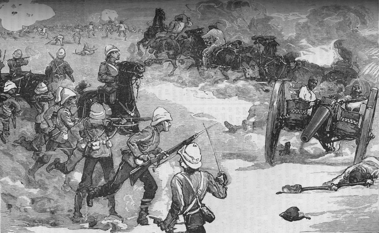 Andra slaget vid Kassassin 9 september: Capture of Two Krupp Guns by the Royal Marines, c1882 av Unbekannt