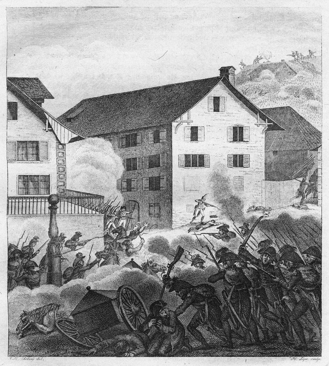 Andra slaget vid Zürich, stridsplats vid Centralen, 1799 av Unbekannt