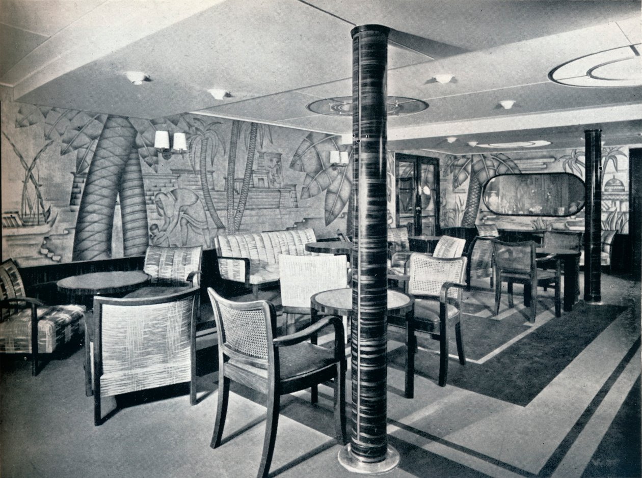 Andra klass rökrum ombord på Victoria, 1931 av Unbekannt