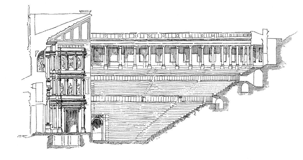 Sektion av Gallo Roman Theatre i Orange, Provence, Frankrike, 1895 av Unbekannt